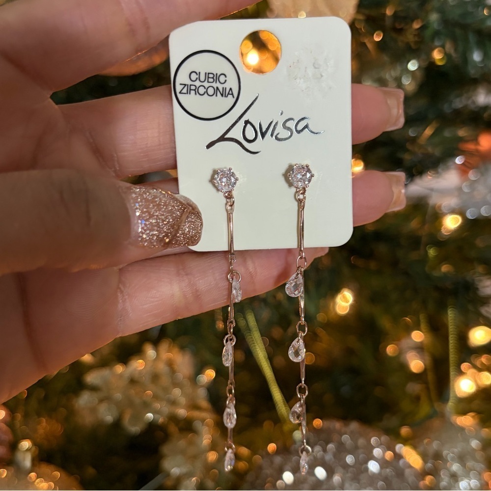 Lovisa Rose Gold and Cubic Zirconia Drop Earrings